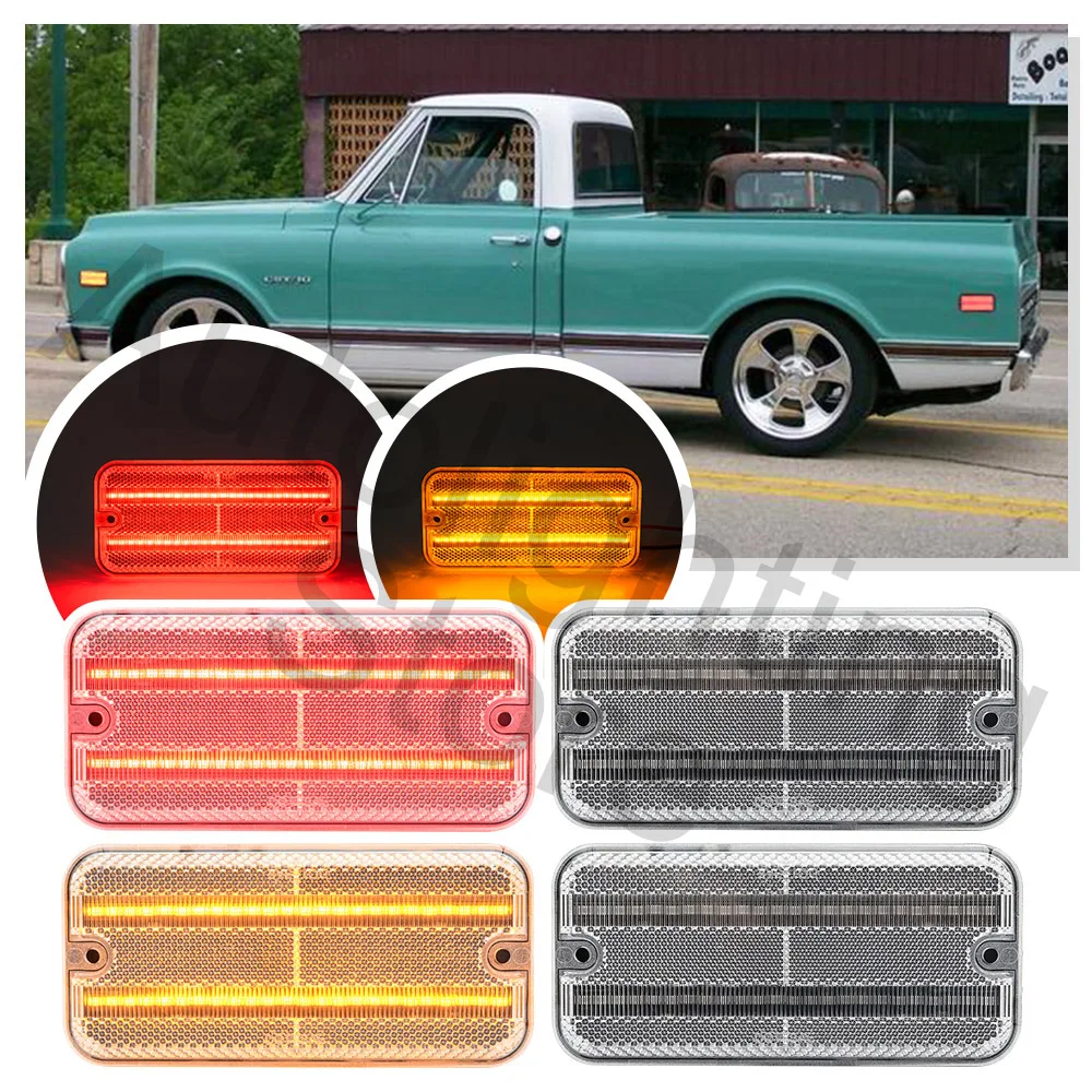 

4PCS Front ＆Rear side marker light Fender Turn Signal Lights for Chevy C/K C10/20/30 GMC van G10 G20 G30 G1500 G2500 G3500