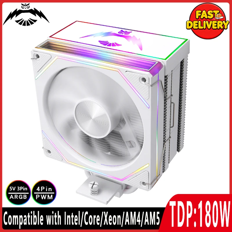 

Высокопроизводительный процессорный кулер X99 с воздушным охлаждением, RGB-подсветкой, 120-мм вентилятором и 4 тепловыми трубками, совместимый с LGA2011, 115x, 1200, 1700, 1851, AM4, AM5