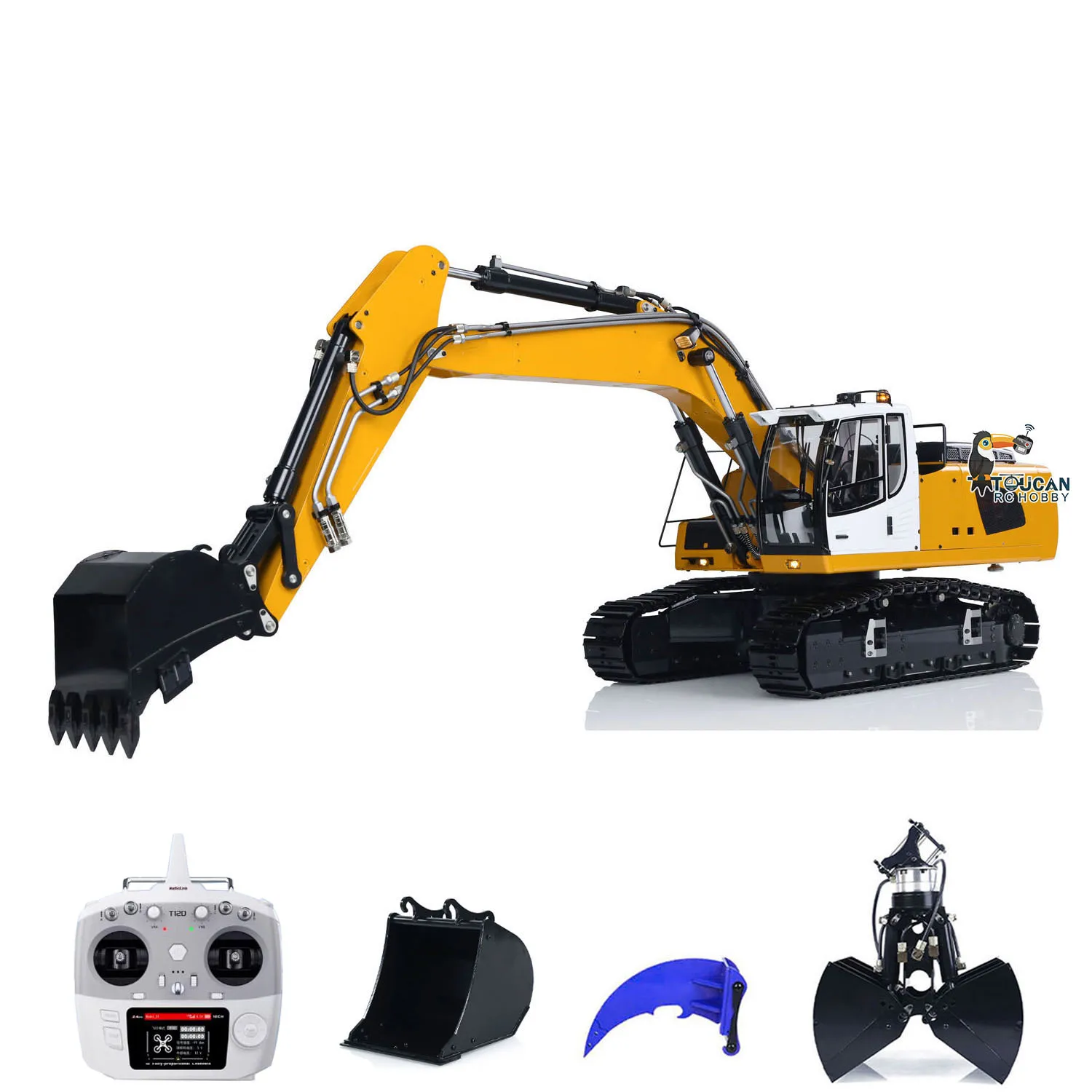 MT 1/14 946 Tracked Hydraulic 9CH RC Excavator Finished Painted Truck Model With Metal Clamshell Bucket Ripper Radio DIY Digger