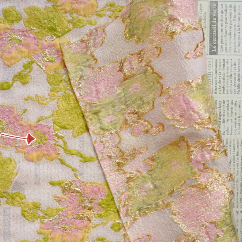 

Semi Sheer Flower Jacquard Fabric for Fashion Dress Coat Clothing Tablecloth Design Cloth Diy By The Meter Sewing Material