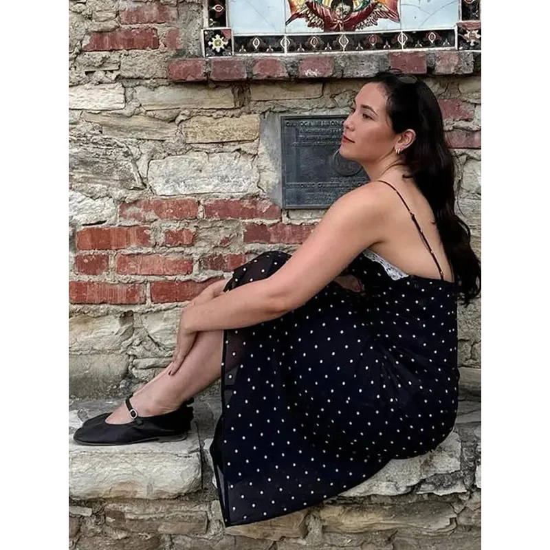 JINIA 레이스 v 넥 패치 워크 맥시 드레스 여성 백리스 하이 웨이스트 슬림 스파게티 대비 파티 드레스 여성 봄 롱 드레스