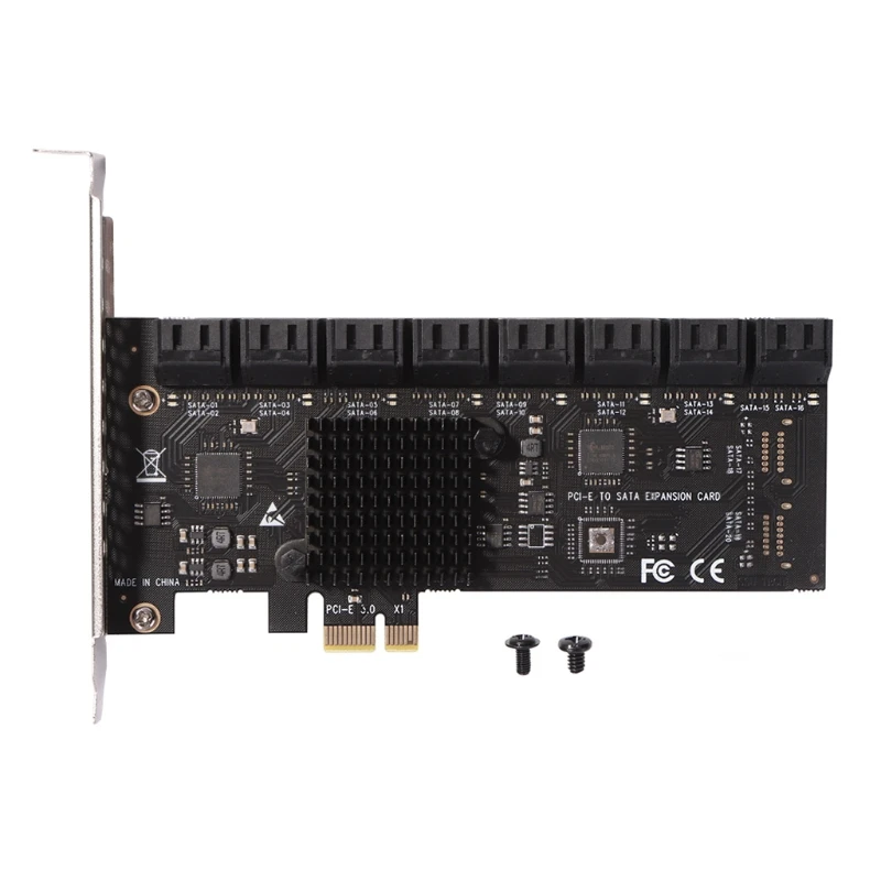 

PCIE to III 16 Port Controller Card PCIe 6Gbps Expansion Card Multi-Port Hard Riser Card for PC