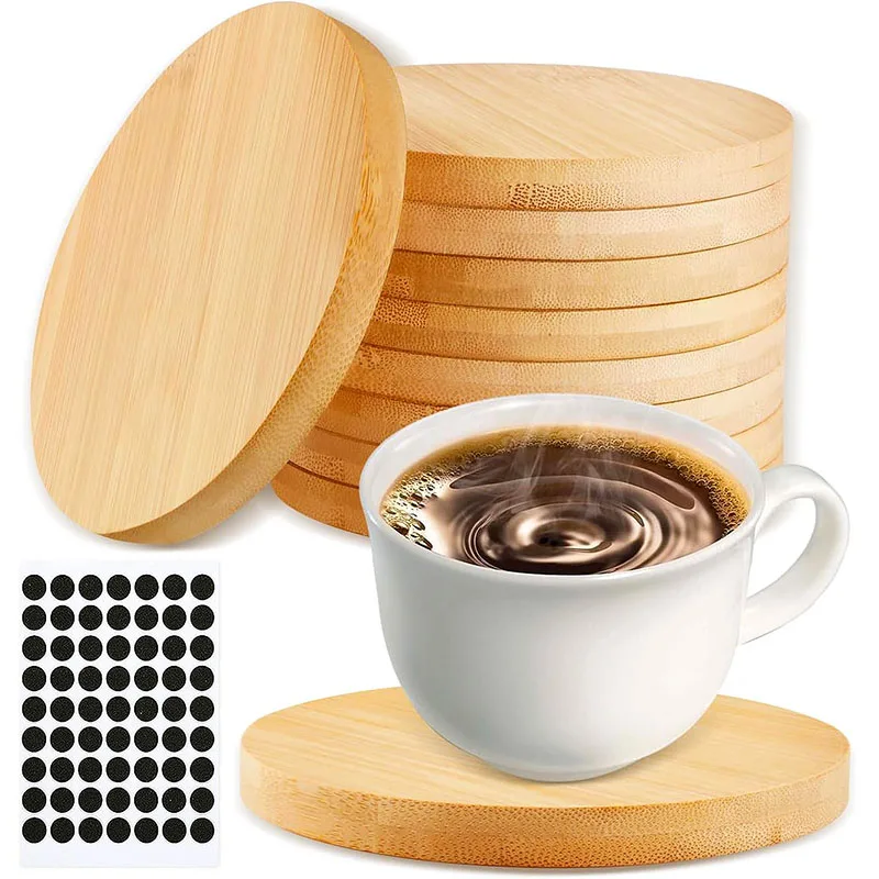 

5pcs Set of Unfinished Round Wooden Coasters for DIY Crafts and Home Decor - 4 Inch Diameter, Natural Wood Material for Painting
