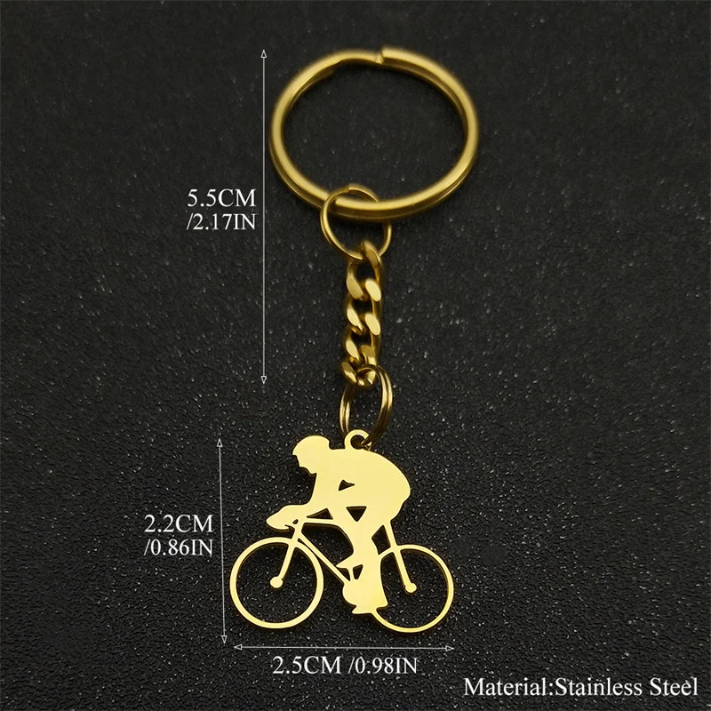 الهيب هوب دراجة رجل الفولاذ المقاوم للصدأ قلادة المفاتيح للنساء الرجال الذهب اللون دراجة نارية رجل مفتاح سلسلة مجوهرات