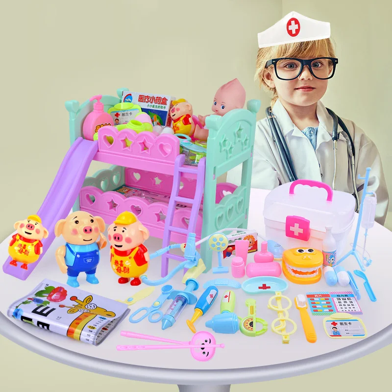 Faire semblant de jouer à la maison ensemble de jouets pour enfants, appareils de clinique de simulation de médecin, conception de boîte de rangement, cadeau de jouets pour enfants