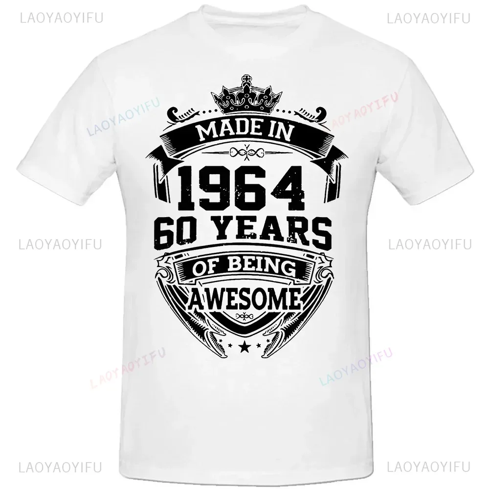 Men Women Birthday Anniversary Funny T-shirts Made in 1964 60th 60 Years Old Vintage T Shirt Gift Short Sleeve Tee Tops