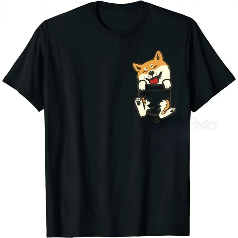 2023 Pocket puppy Shiba Inu Feet Cute Doge Men's Tee Shirts Manga Kawaii Print Anime Tee Shirts Summer Tops Fashion Streetwear