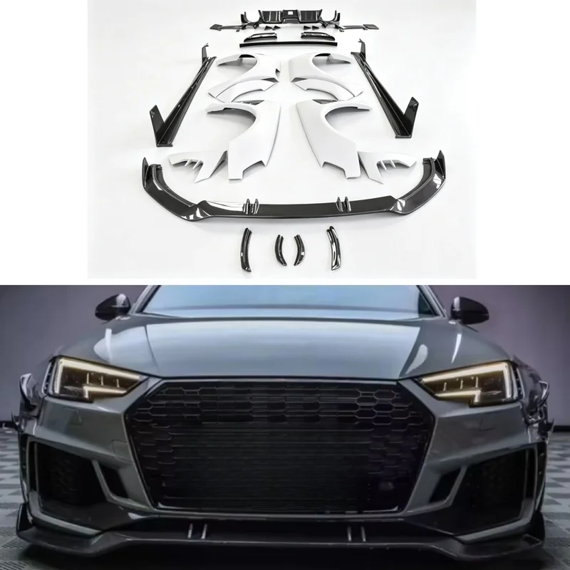 New High-Quality Carbon Fiber Front Lip Rear Diffuser Spoiler Kit, Fit RS4 Auto Modification Body Parts