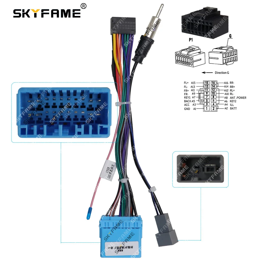 SKYFAME Car 16pin Wiring Harness Adapter For Honda CRV Fit Suzuki Grand Vitara Alto Jimny Acura CL Android Radio Power Cable