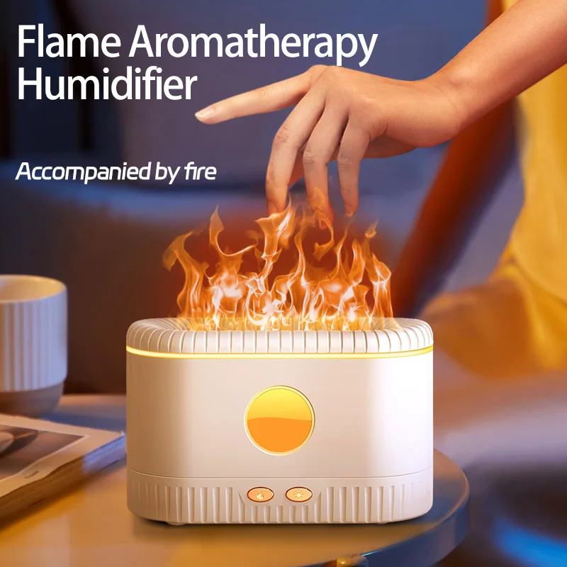 Humidificateur d'air flamme colorée, veilleuse, supporter ficateur, diffuseur d'arômes, USB, pulvérisateur de brume fraîche à ultrasons, parfum d'huile essentielle