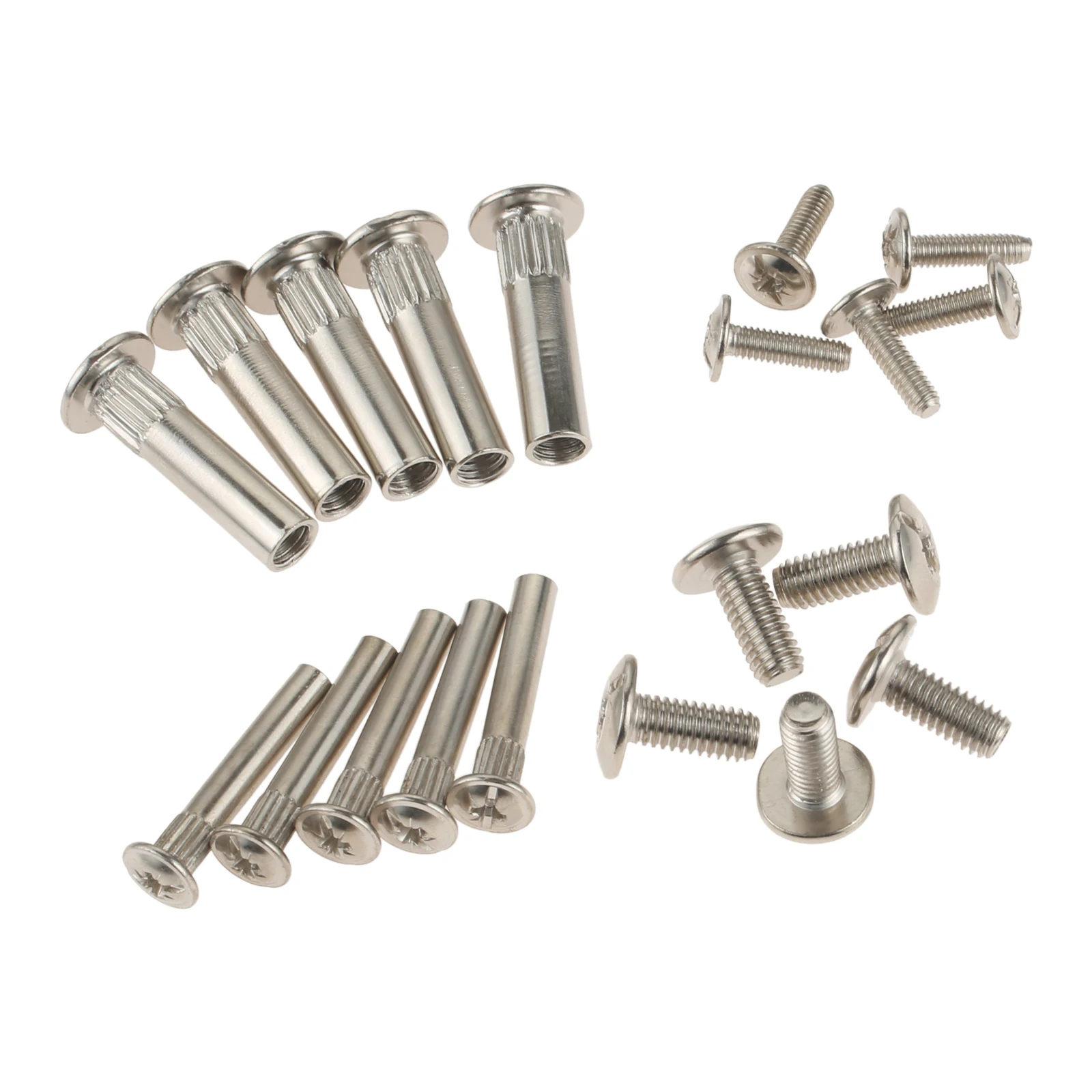 Juego de tuercas de férula M8 para muebles de cocina, juego de 10 juegos de M5 con remaches a presión macho-hembra, tornillo con tuerca, conectores de cama para niños