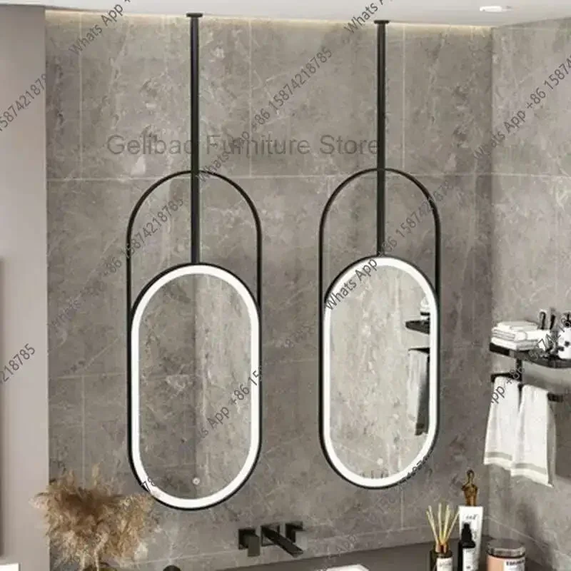 08 Sm Oval Light Led Mirror Bathroom Wall Metal Frame Hairdressing Mirror Design Aesthetic Dekoracyjne Lustra Living Room Decora