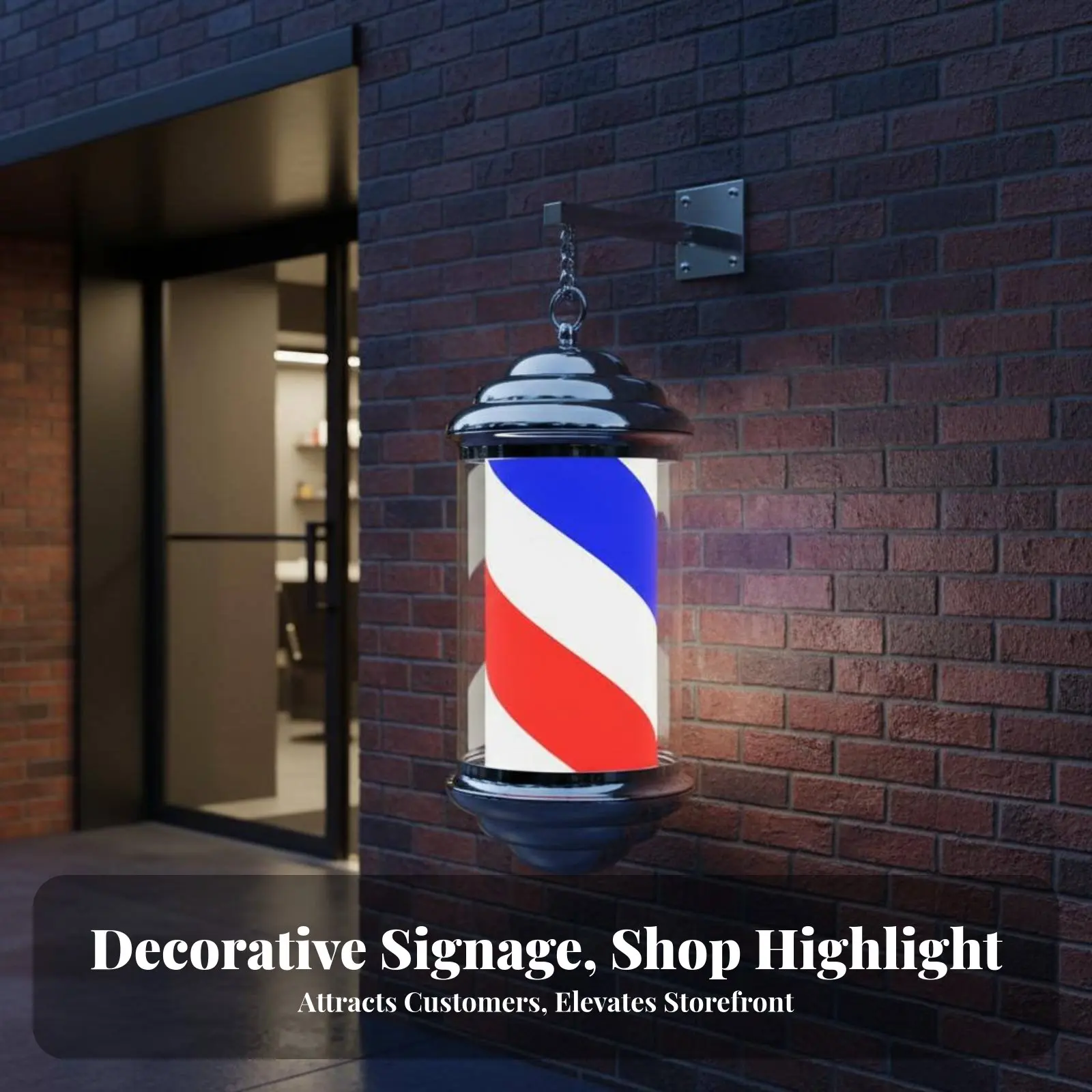 

Haircut Pole Lamp Timeless Design Illuminated Haircut Pole Rotating Salon Lamp Low Noise Mechanism Wall Mounted Rotating Sign
