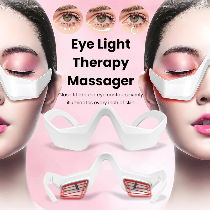 Masażer do oczu 3D z czerwonym światłem EMS, okulary do pielęgnacji oczu, redukcja cieni pod oczami, opuchlizny i zmarszczek, łagodzenie zmęczenia oczu, relaksujące urządzenie do pielęgnacji urody.