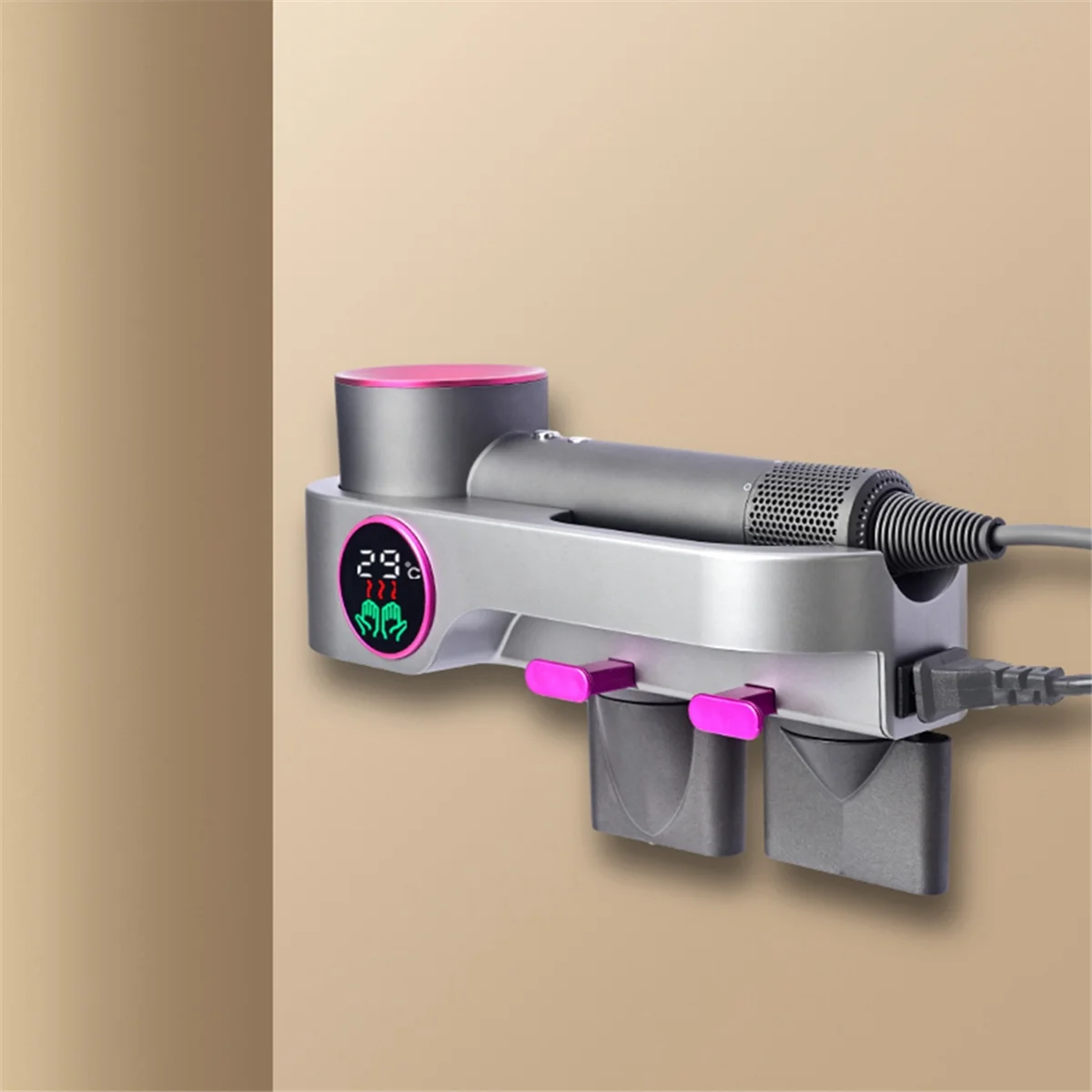 For Dyson Hair Dryer Holder, with Drying Function,Without Punching, Hair Dryer Storage Rack with Thermometer EU Plug HOT