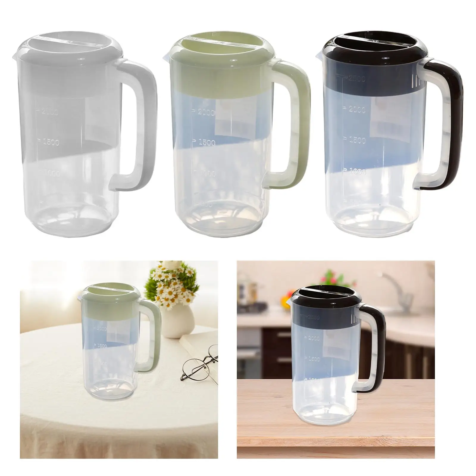 Water Pitcher with Lid with Handle Multipurpose Carafes 4L Portable Water Jug with Handle for Fridge Restaurant Home Party Milk