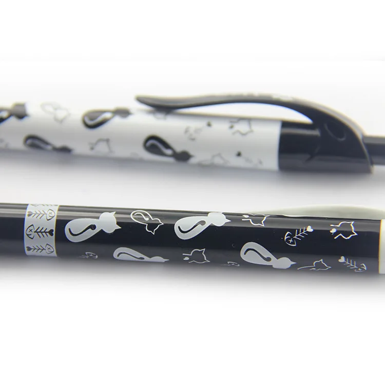 4 pcs/set Kawaii Black And White Cat Mechanical Ballpoint Pen School Office Writing Supplies Gift Stationery Ball Point