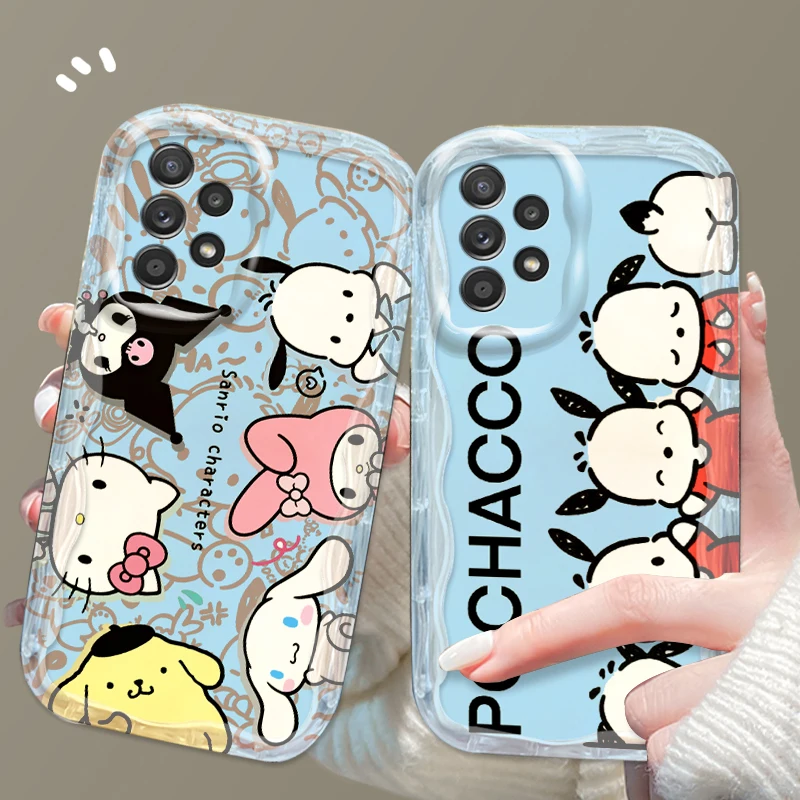 Cartoon Pacha Dog Happy Family For Samsung A55 A54 A53 A52 A35 A34 A33 A32 A25 A24 A23 A22 A21S A15 5G Wave Oil TPU Phone Case