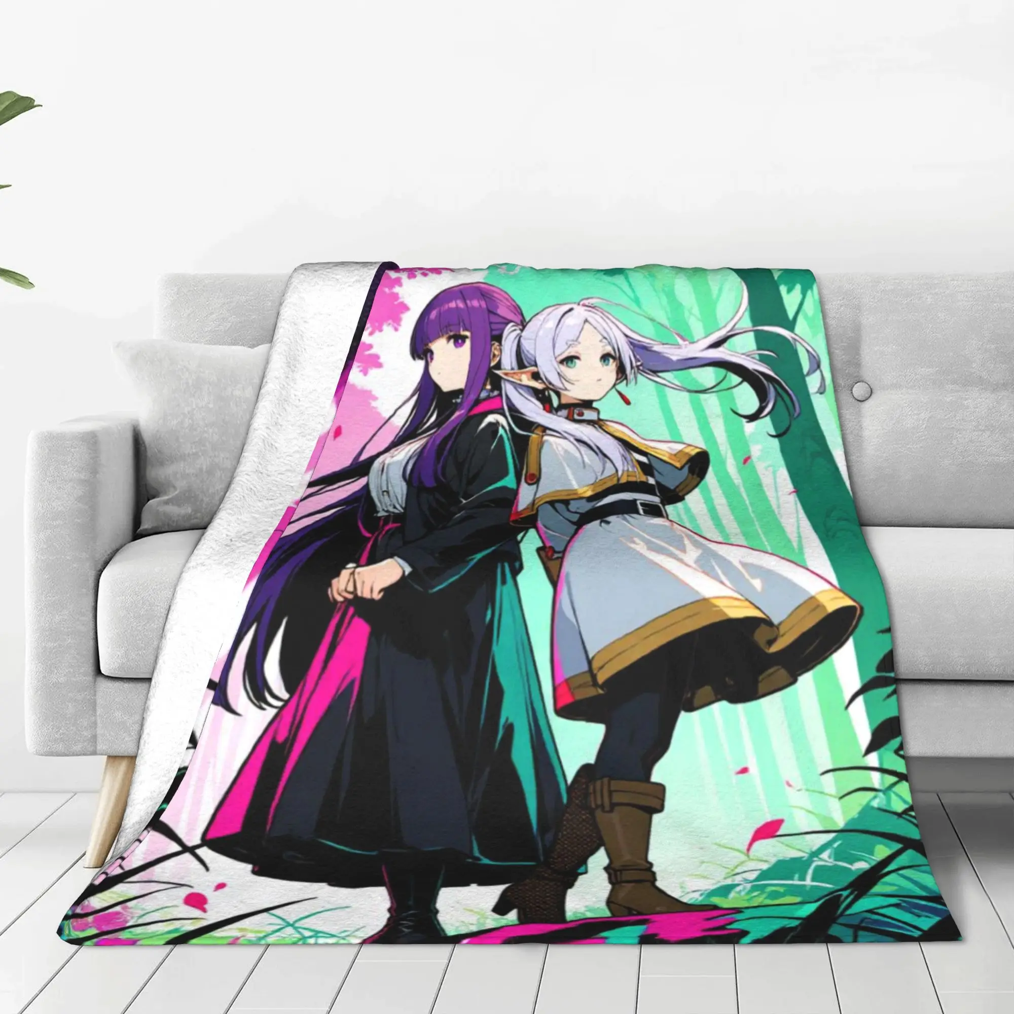Frieren Beyond Journeys End Blanket All Season Cute Lightweight Throw Blankets For Office Plush Thin Quilt