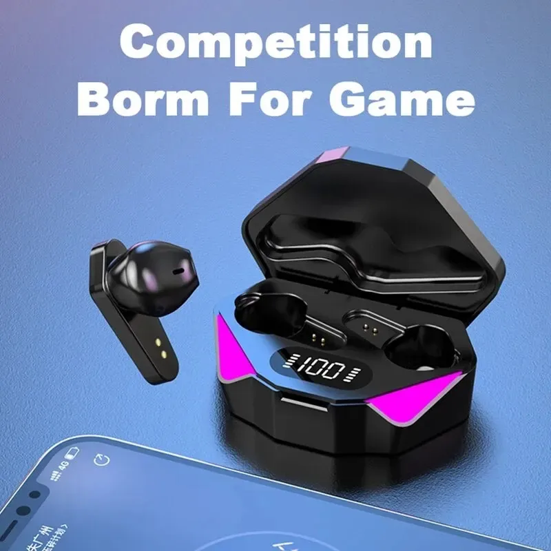 X15 TWS Earphone Gaming Bluetooth nirkabel, Earphone dengan Mic Bass Audio 9D Stereo musik HiFi Headset untuk Gamer semua ponsel