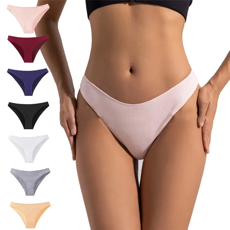 7PCS/Set Women's Cotton Solid Color Briefs Panties Women Sweet Briefs Underwear Sexy Female Underpants Comfort Cotton Intimates