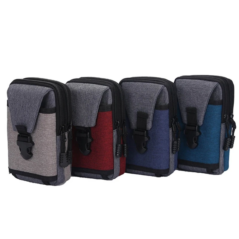 Pochete lona masculina vintage, cinto, bolsa para telefone, viagem, gancho quadril, bolsa suspensa