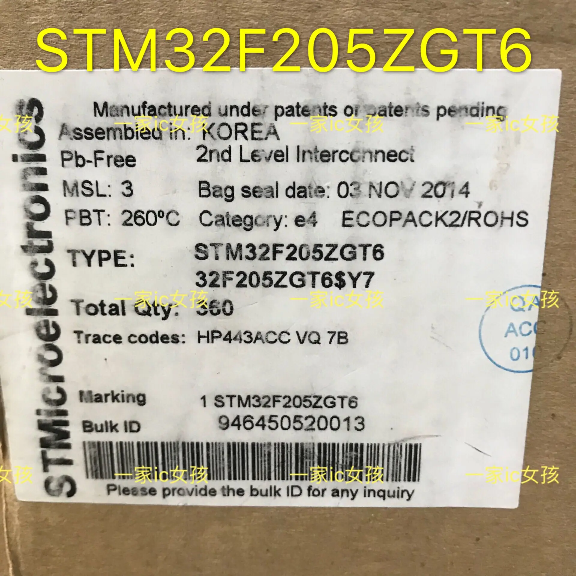 

STM32F205ZGT6 LQFP144 Original, in stock. Power IC