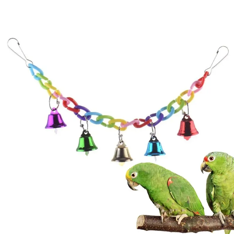 32cm Acrylic Pet Parrot Toys Bird Bell Ringer Hanging Swing Cage Toys for Parrot Cockatiel Parakeet Pet Bird Supplies