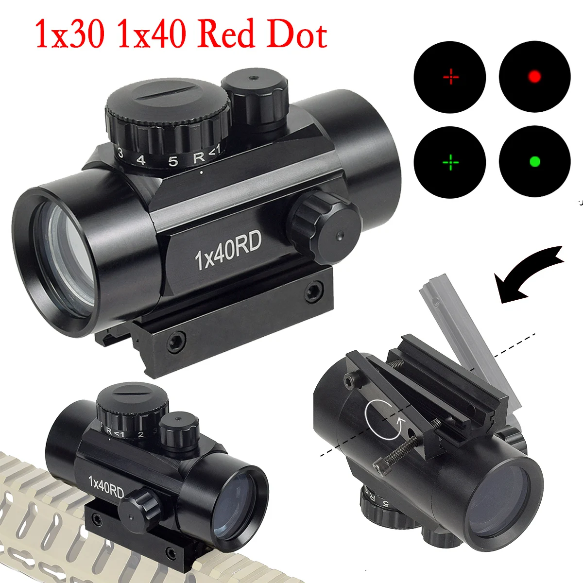 

Tactical 1X30 1x40 Red Dot Scope Sight Rifle scope Green Red Dot Collimator Dot With 11mm 20mm Rail Mount Airsoft Air Hunting