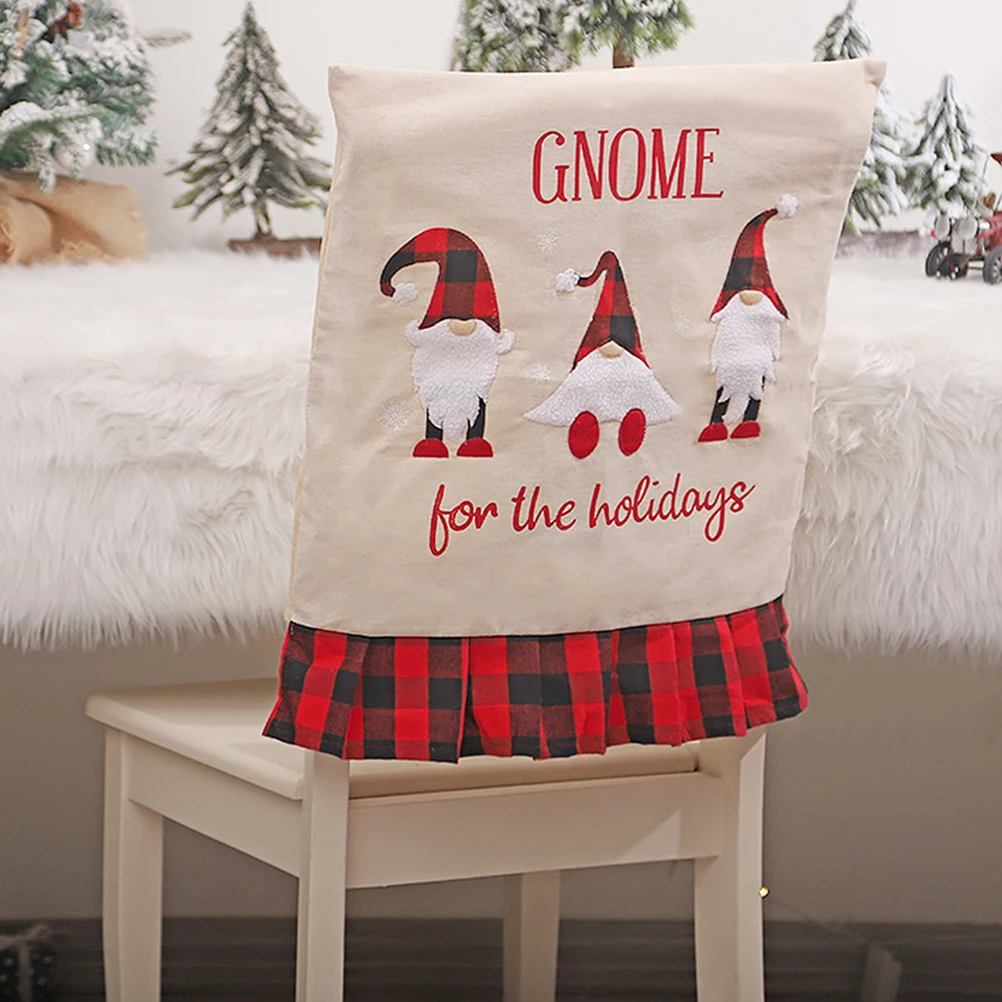 

1pc Plaid Chair Cover Christmas Theme Detachable Seat Sleeve Festive Decoration For Living Room Hotel Banquet Xmas Chair