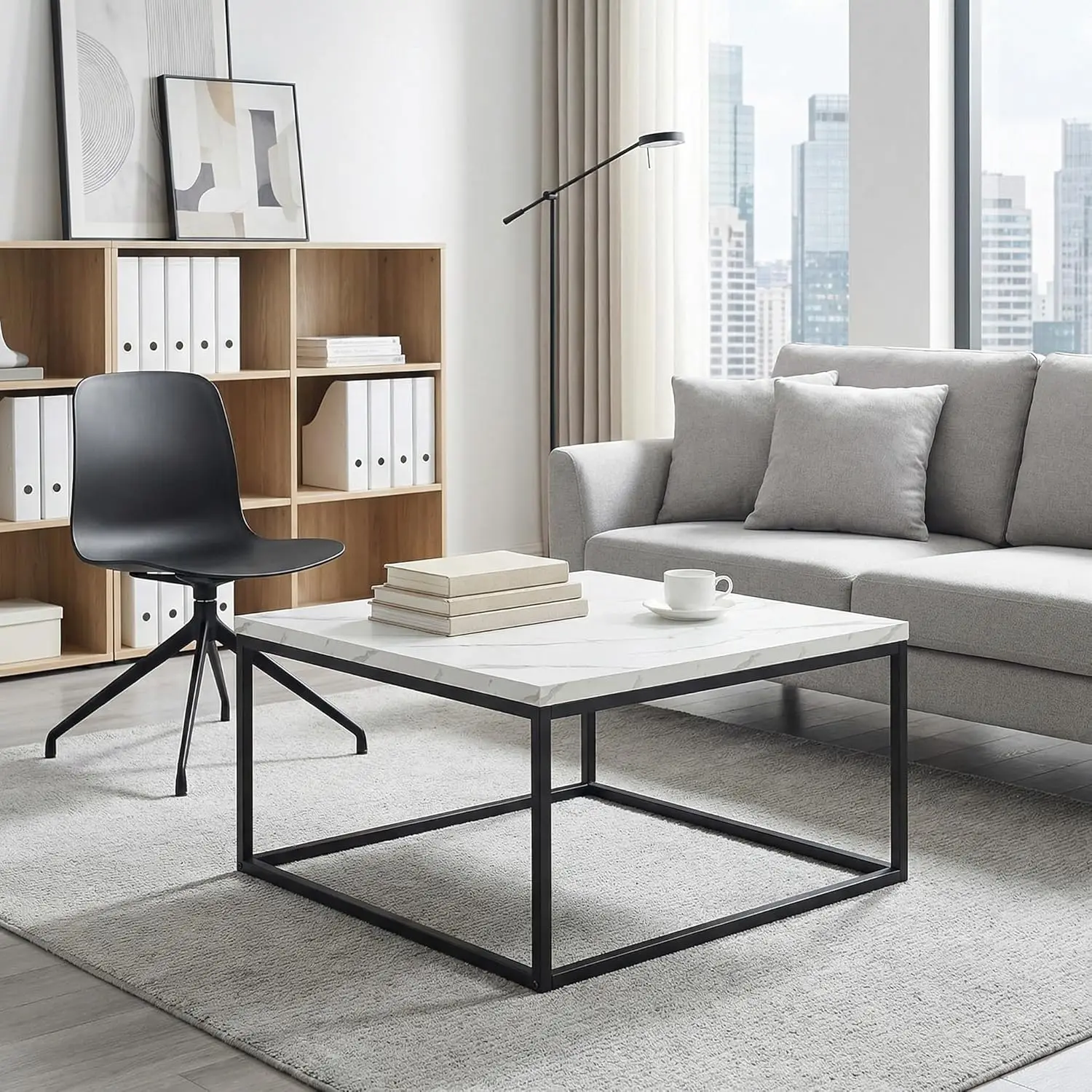 

Квадратный журнальный столик 30 дюймов, белый столик с имитацией мрамора для гостиной, современный минималистичный коктейльный столик, на заказ