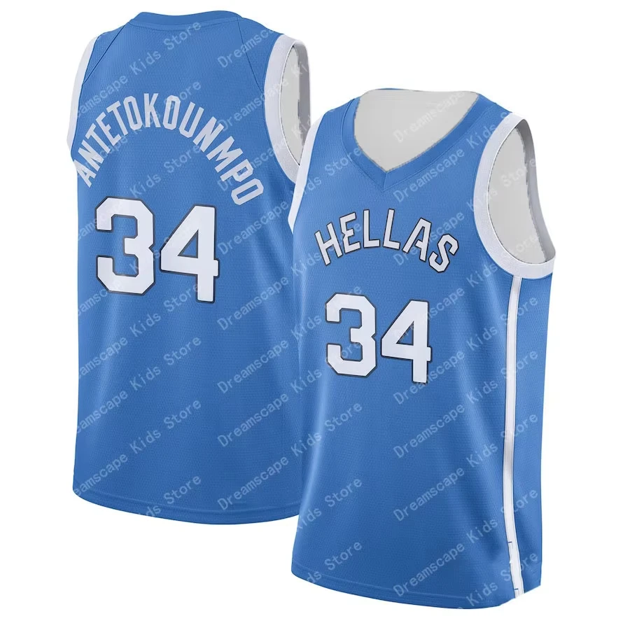 

24_25 verano hombres camiseta de baloncesto Giannis Antetokounmpo Grecia No.34 secado rápido mujeres hombres