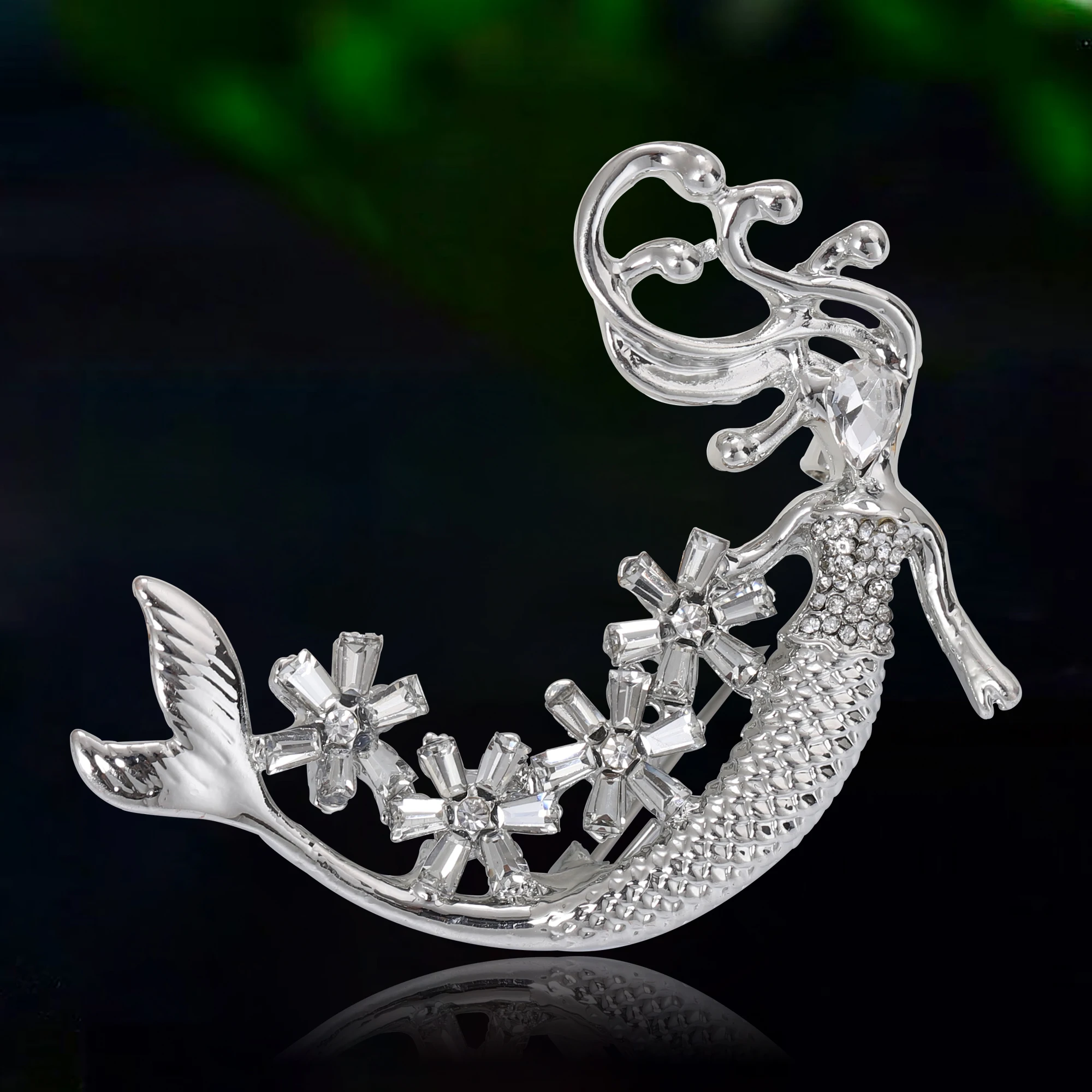 

Elegant Rhinestone Mermaid Brooches for Women Unisex Pearl Aquatic Animal Pins Event Party Backpack Decoration Clothes Accessory