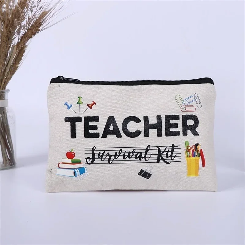 Bolsas de almacenamiento de lona creativas para profesores, enfermeras, dibujos animados, Kit de supervivencia de gran capacidad, bolsa de