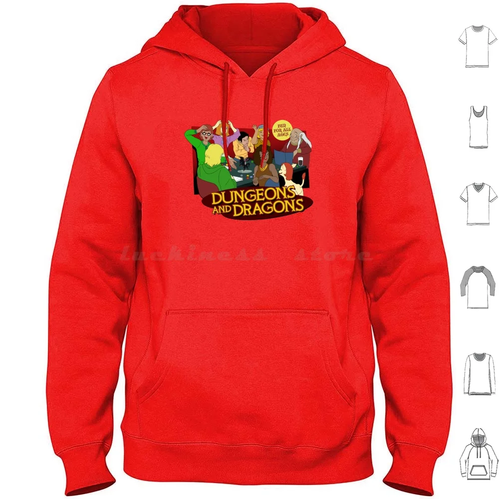 And-Fun For All Ages! Hoodie Cotton Long Sleeve Dnd D D Geek Nerd Role Playing Game Rpg Tv Show Cartoon 80s 90s Cult