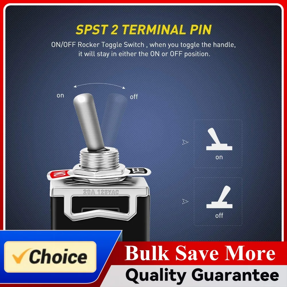 Boot SPST Rocker Switch Car Boat Rocker Toggle Switch 2Pin Metal Waterproof Boot Cap Cover SPST ON/Off Switch for Auto Car Boat