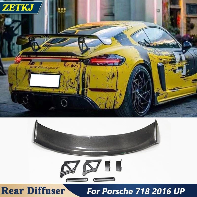 

GT4 Style Real Carbon Fiber Car Rear Spoiler Back Trunk Fixed Wind Wing For Porsche 718 New Model Tuning Styling