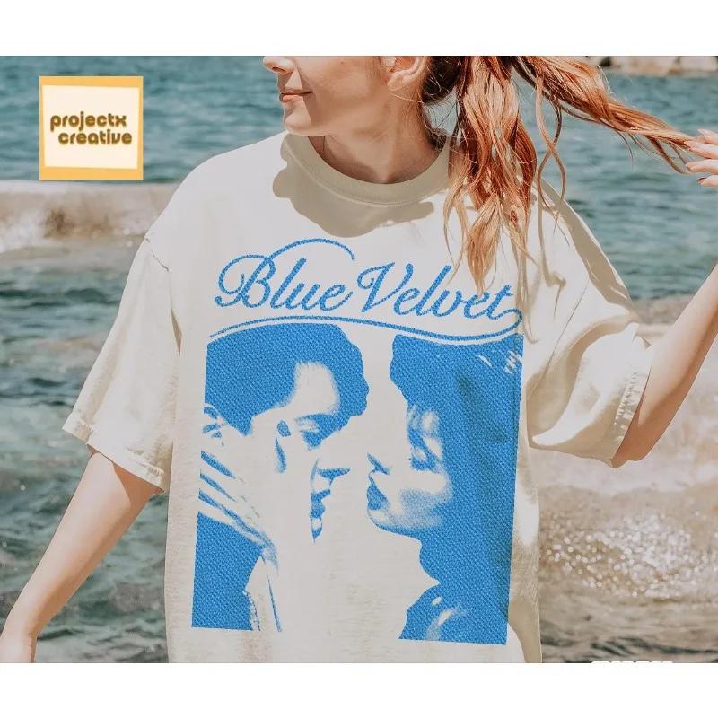 Blue Velvet Movie Theme T-shirt Summer New Y2K Cotton Casual Fashion Unisex T-shirt