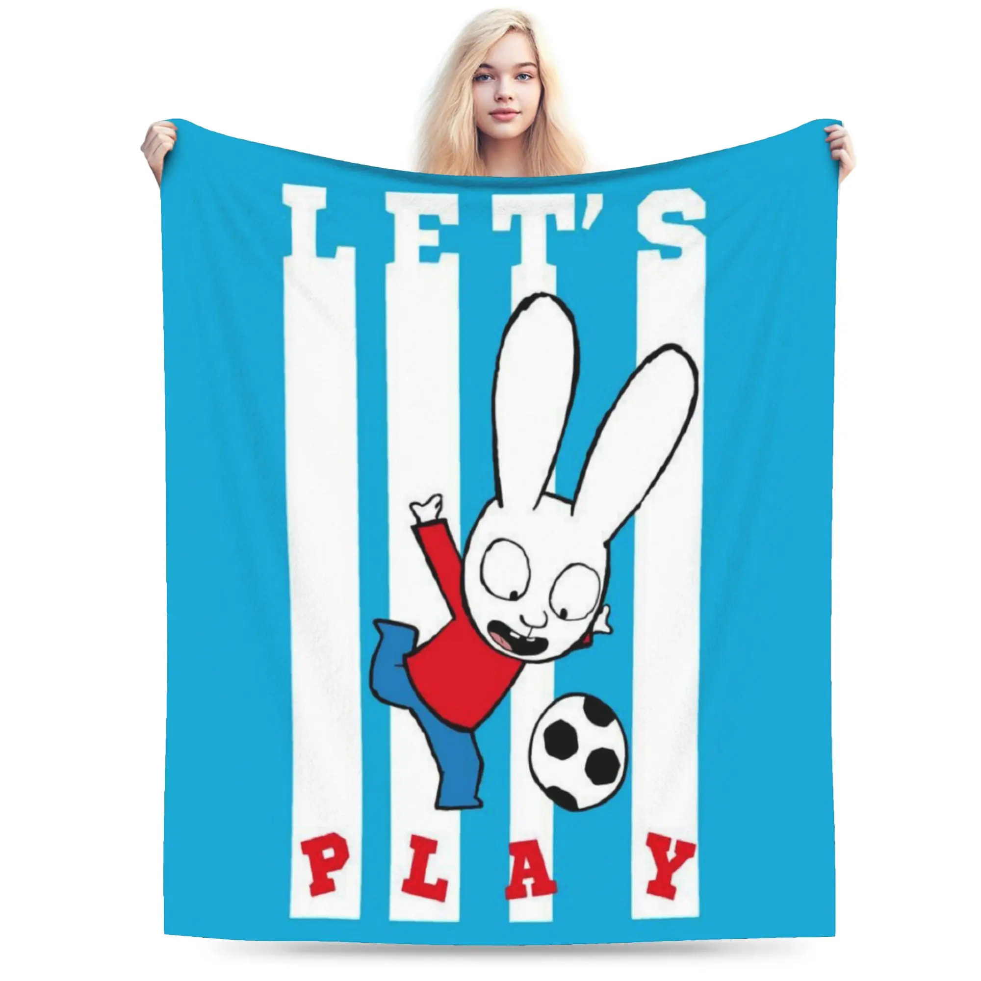 S-Simon Super Rabbit Super Soft Blankets  Graphic Picnic Throw Blanket Couch Chair Flannel Bedspread Sofa Bed Cover