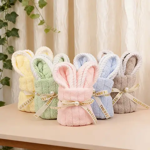 5Pcs Easter Rabbit Soft Towel Gifts for Easter Kids Birthday Party Favors Baby Shower Wedding Guests Gift Home Decoration