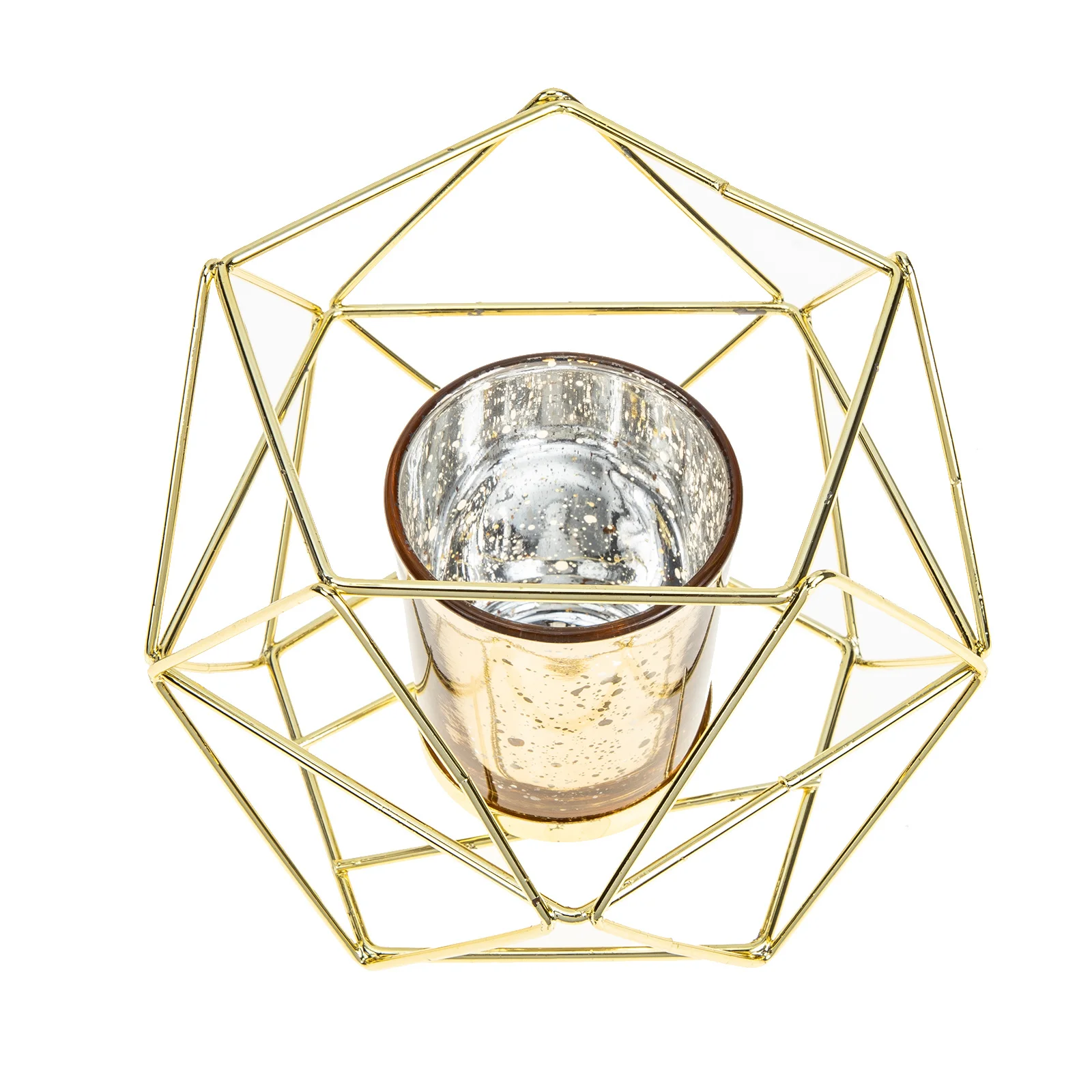 

Gold Geometric Holder Iron Hollow Decorative Table Candlestick Ornament for Wedding Party Home Geometric Candlestick