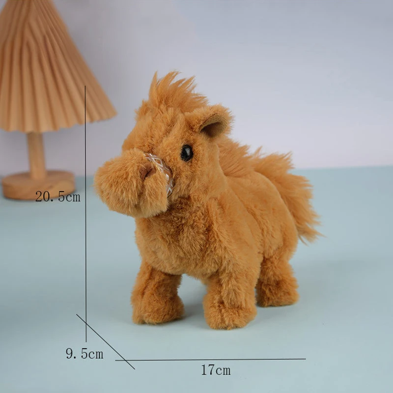 1 sztuka realistycznej elektrycznej zabawki robota chodzącego i kiwającego ogonem, koniki z ruchami, elektryczny pluszowy poni dla dzieci.