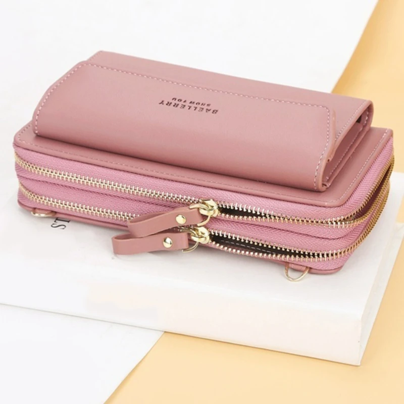 Damen Lange Geldbörse Koreanische Version Umhängetasche Doppelreißverschluss Große Kapazität Clutch-Tasche Schulter-Handtasche Damen Handytasche – Detail 18