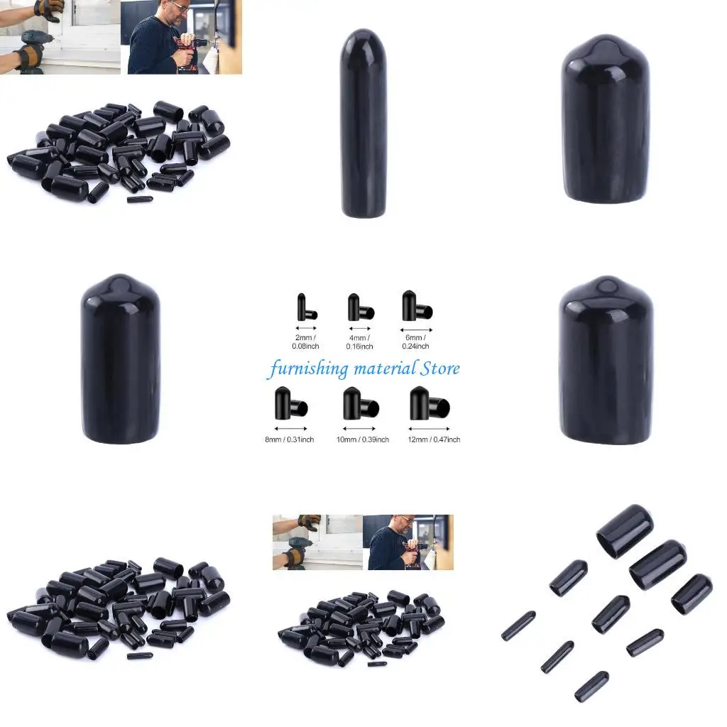 

Y5GD Rubber Bolt Caps Flexible Black End Caps Protective Caps set for Screw and Pipe