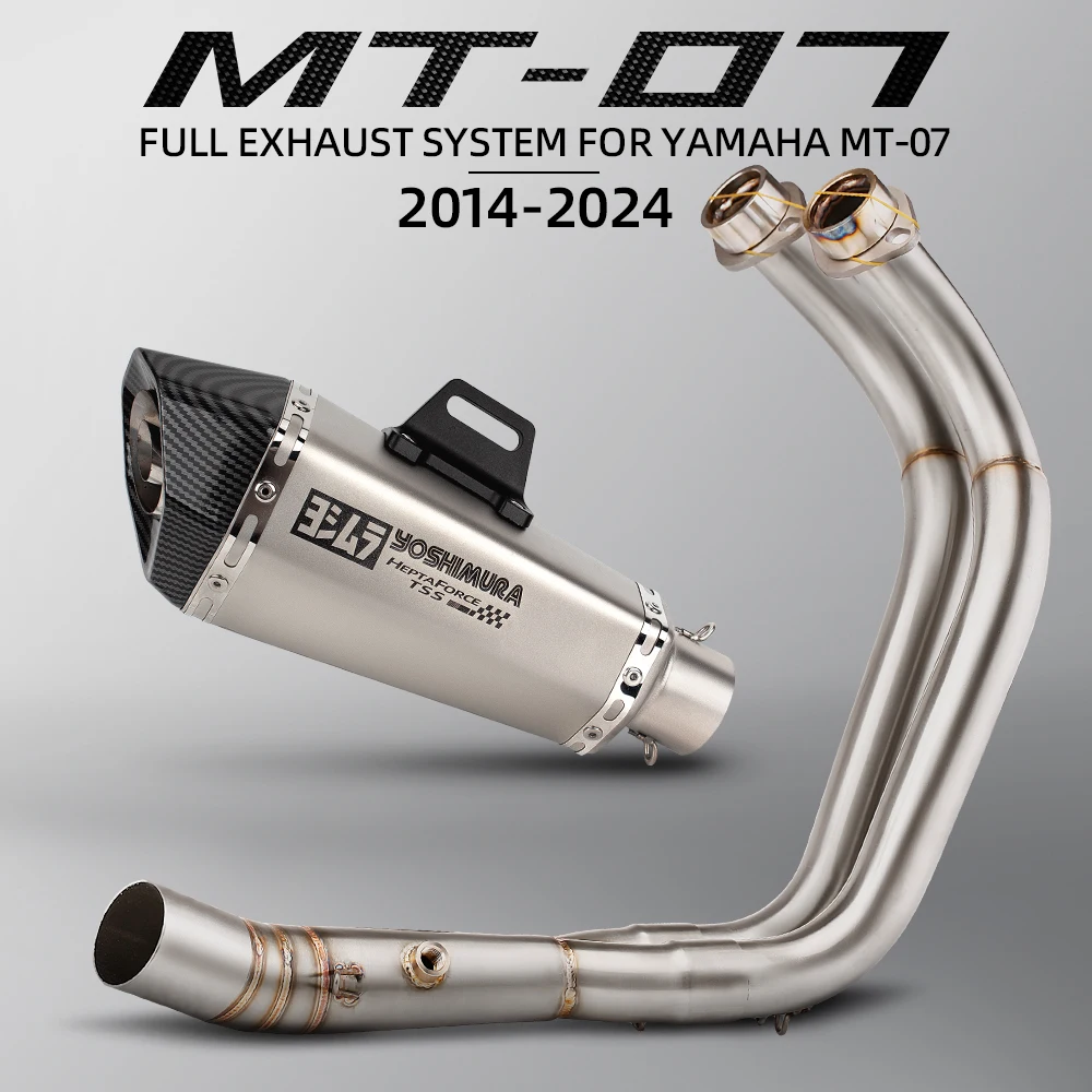 

Full System Motorcycle Exhaust For Yamaha MT07 FZ07 XSR700 2014-2024 TSS Loge Escape Muffler with DB Killer Connect Front Pipe