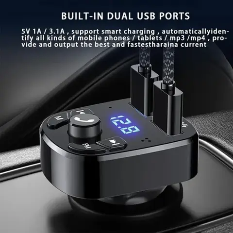 Car Mp3 Player Dual Usb Fast Charger Fm Bluetooth Receiver Bluetooth Compatible 5.0 Fm Transmitter Usb Flash Drive Plug Car Kit 8 best sales toyota corolla bluetooth adapter - №8