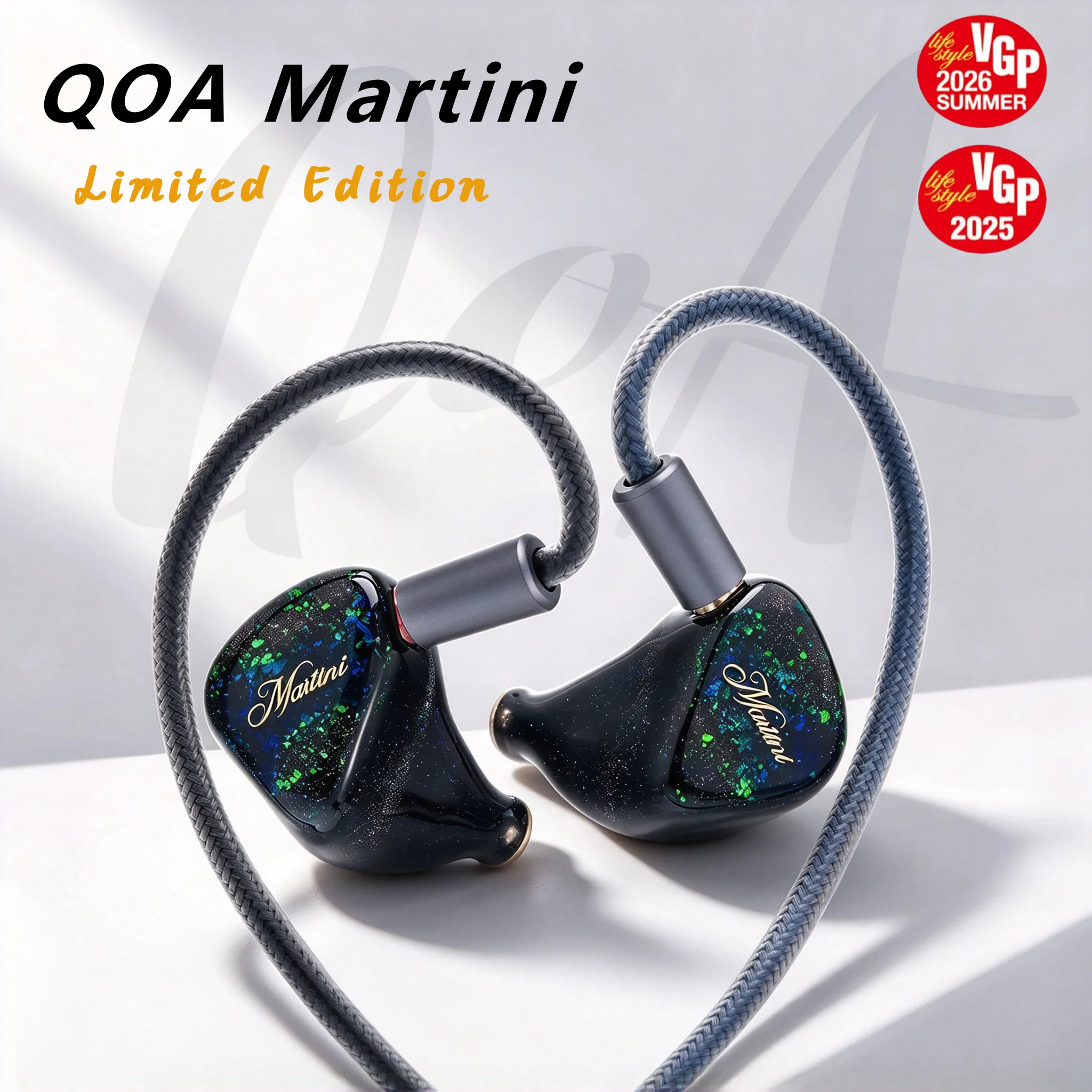 QoA Martini Limited Edition Headphone 1DD+4BA+1BC In Ear Earphone Dynamic Driver 4.4mm Plug For Hifi Music Headsets Cable