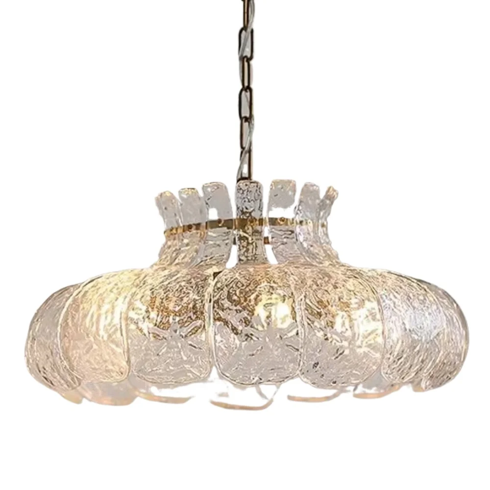 French retro ice melting glass restaurant chandelier, bedroom foyer, modern retro all copper living room designer,bar chandelier