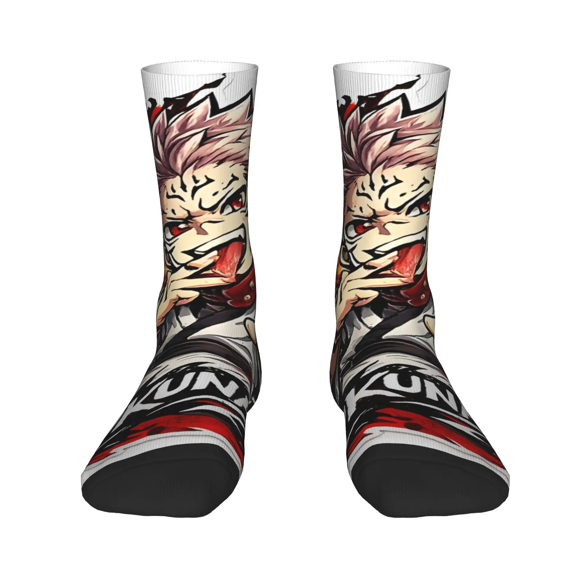 Funny Sock Bandai Jujutsu Kaisen Chibi Sukuna Hip Hop Seamless Pattern Printed Men Crew Socks Novelty Men's Socks