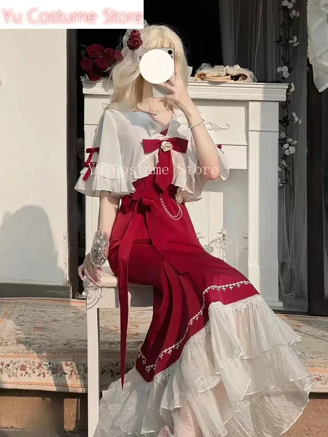 

French Vintage Fairy Dress Women Lace Korean 2 Piece Dress Set Female 2025 Summer Kawaii Clothing Lolita Midi Dress Even Party